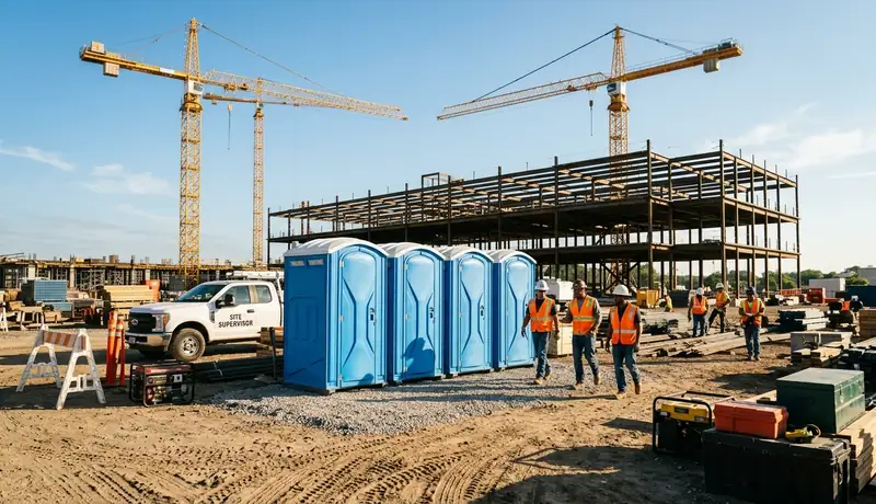 Construction Site Portable Toilet Rental Installation in USA in USA